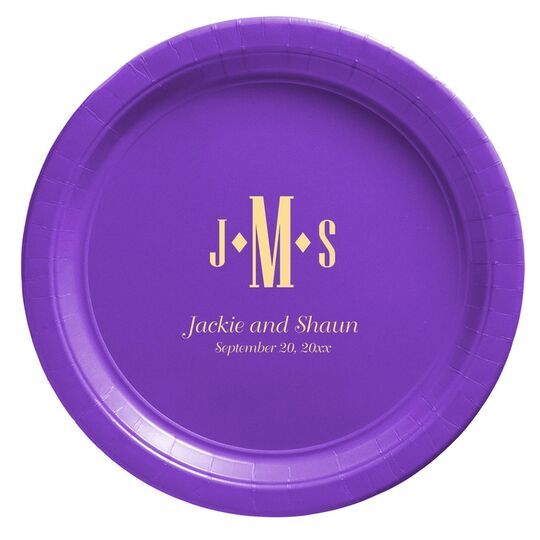 Condensed Monogram with Text Paper Plates
